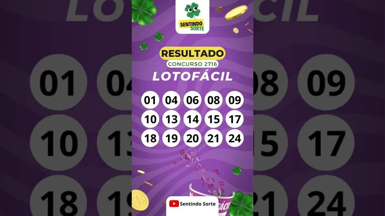 🍀 Resultado LOTOFACIL 2716 | Sentindo Sorte #shorts
