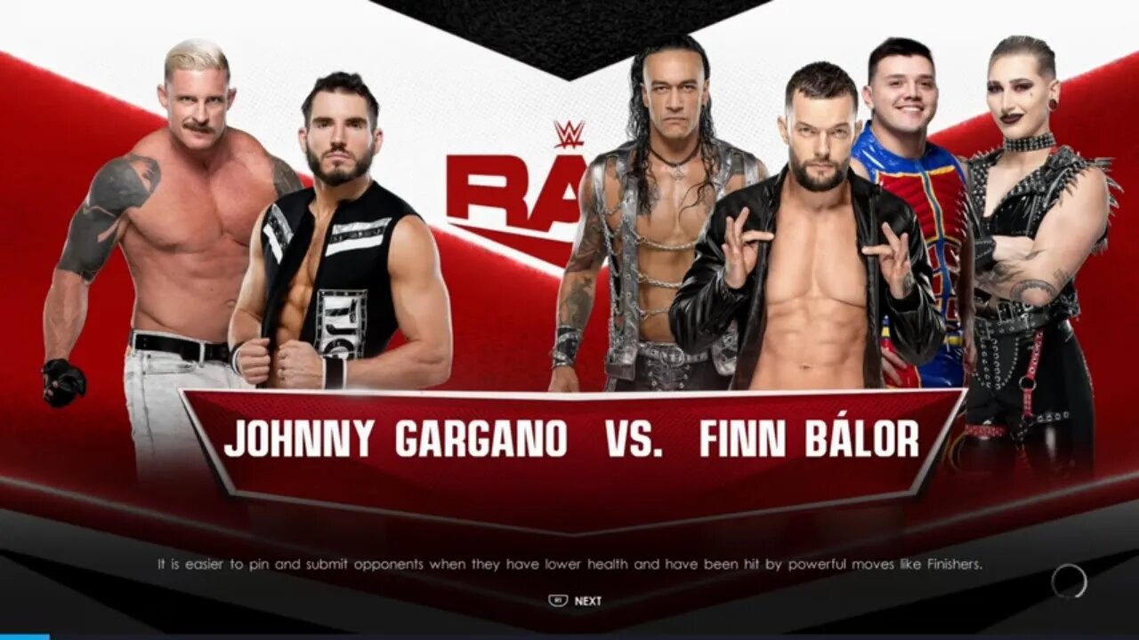 WWE Monday Night Raw Finn Bálor w/ The Judgment Day vs Johnny Gargano w/ Dexter Lumis