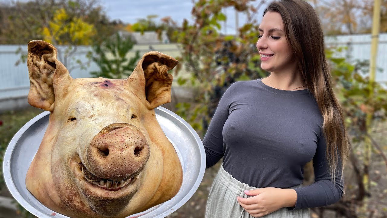 Unique Pig Head Recipe I Relax Village Cooking