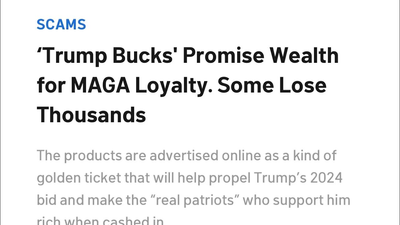 $100 in Trump Bucks allegedly will be worth $10,000 but no Mainstream Media calling out this scam