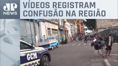 Policiais dispersam usuários de drogas na Cracolândia no Centro de SP
