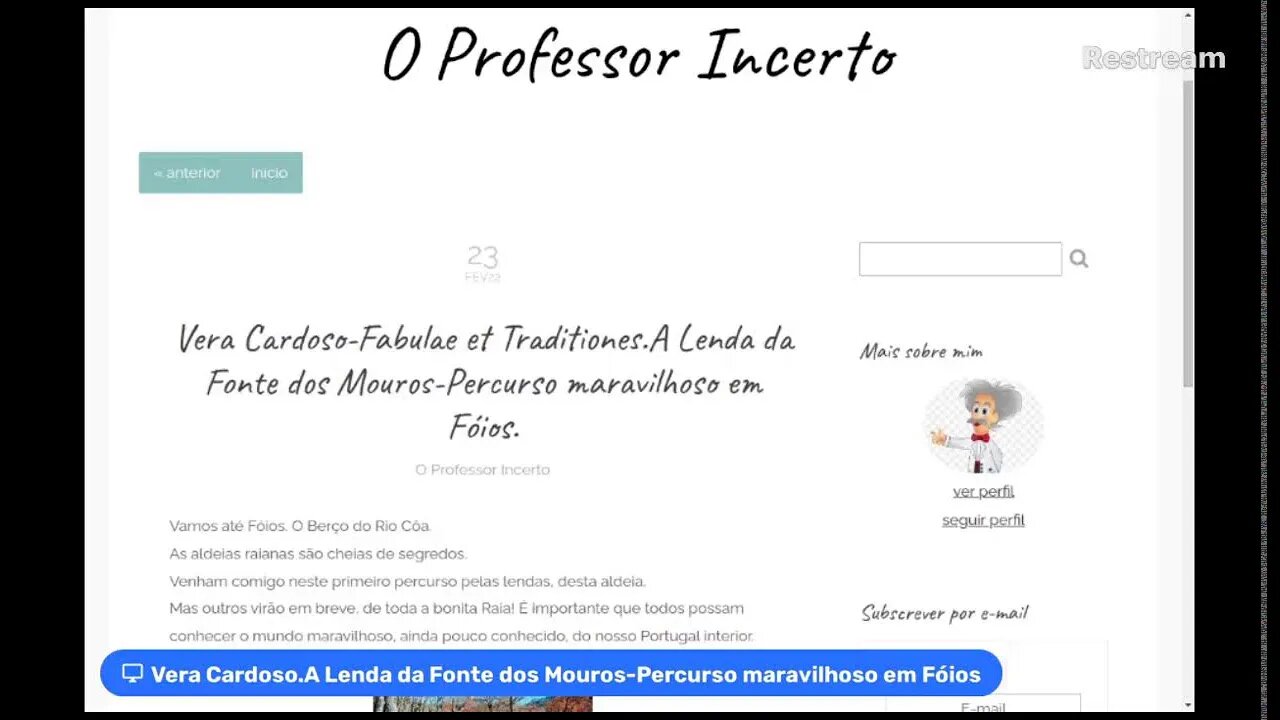 Vera Cardoso-Fabulae et Traditiones.A Lenda da Fonte dos Mouros-Percurso maravilhoso em Fóios.