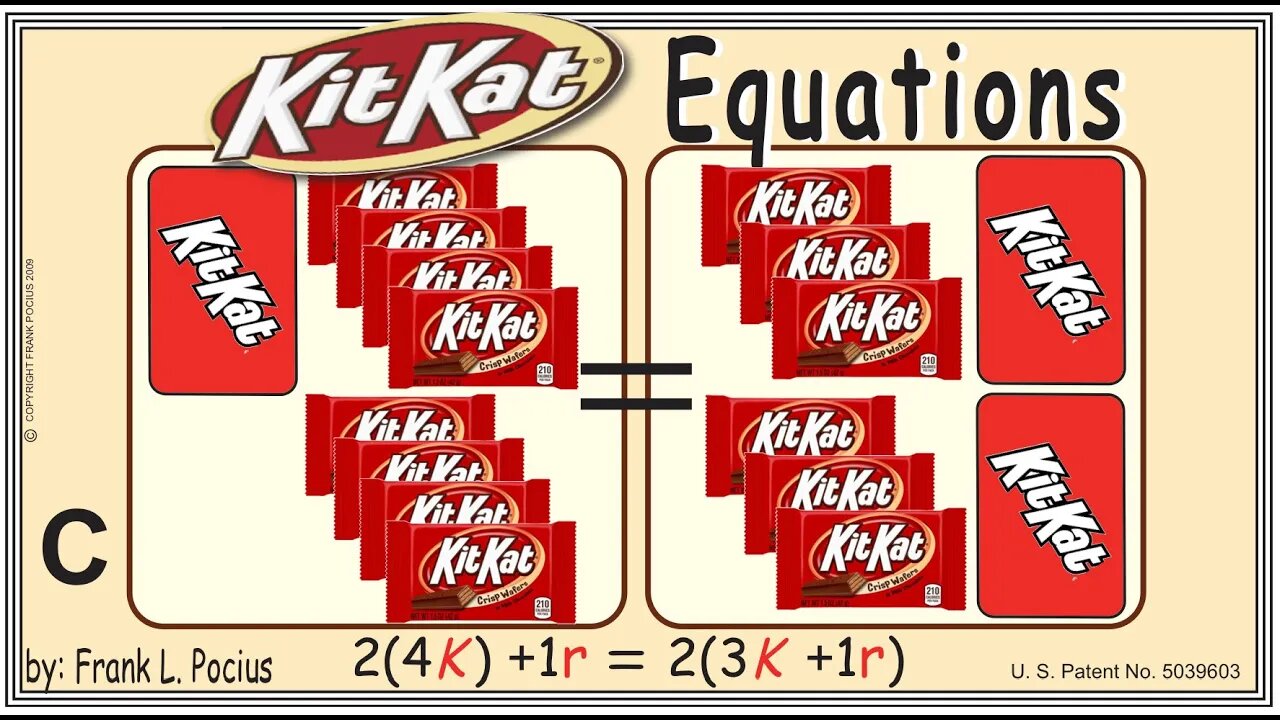 VISUAL KITKAT 2(4K)+1r=2(3K+1r) EQUATION _ SOLVING BASIC EQUATIONS _ SOLVING BASIC WORD PROBLEMS