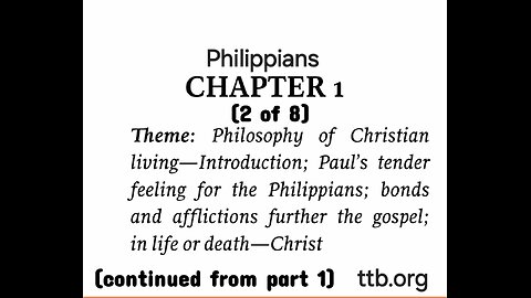 Philippians Chapter 1 (Bible Study) (2 of 8)