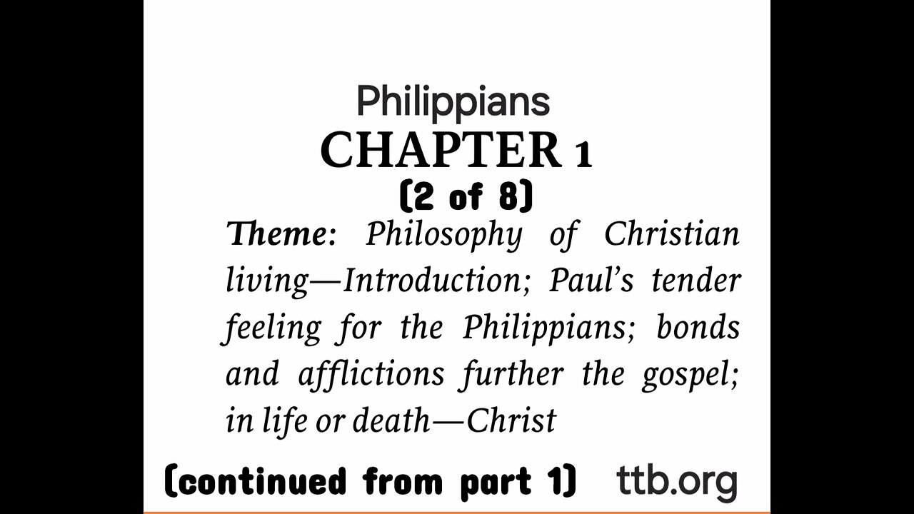 Philippians Chapter 1 (Bible Study) (2 of 8)