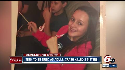 Teen accused of killing two sisters when vehicle crashed into Clinton Co. home charged as adult