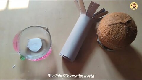 Waste Coconut Shell and Earbuds Craft Idea