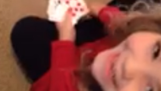 Little Girl Caught Cheating at Go Fish