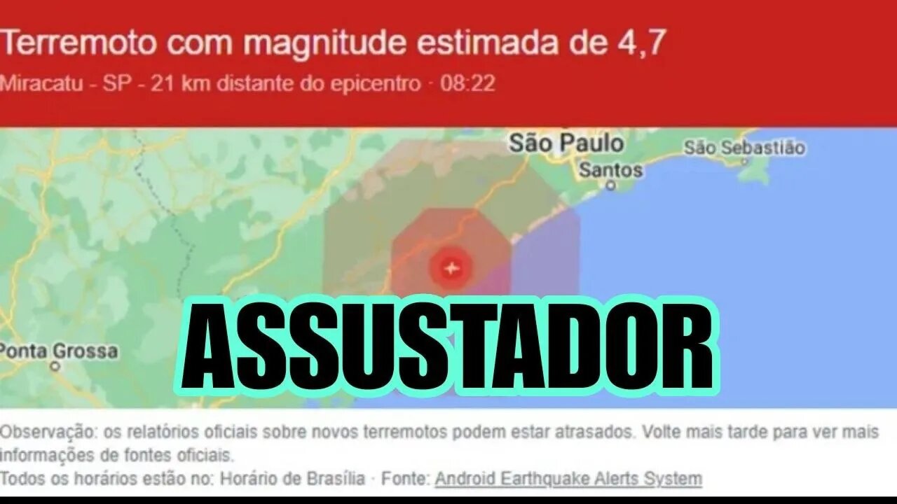 URGENTE; Assustador, a terra tremeu na cidade de Miracatú, interior de São Paulo.