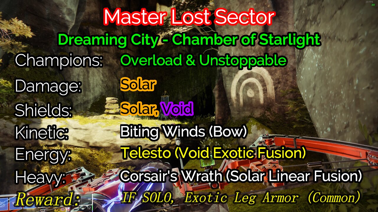 Destiny 2, Master Lost Sector, Chamber of Starlight on the Dreaming City 11-11-21