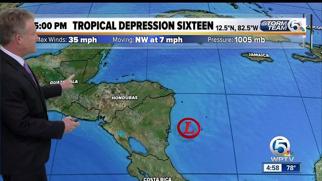 Tropical Depression Sixteen forms in the Caribbean