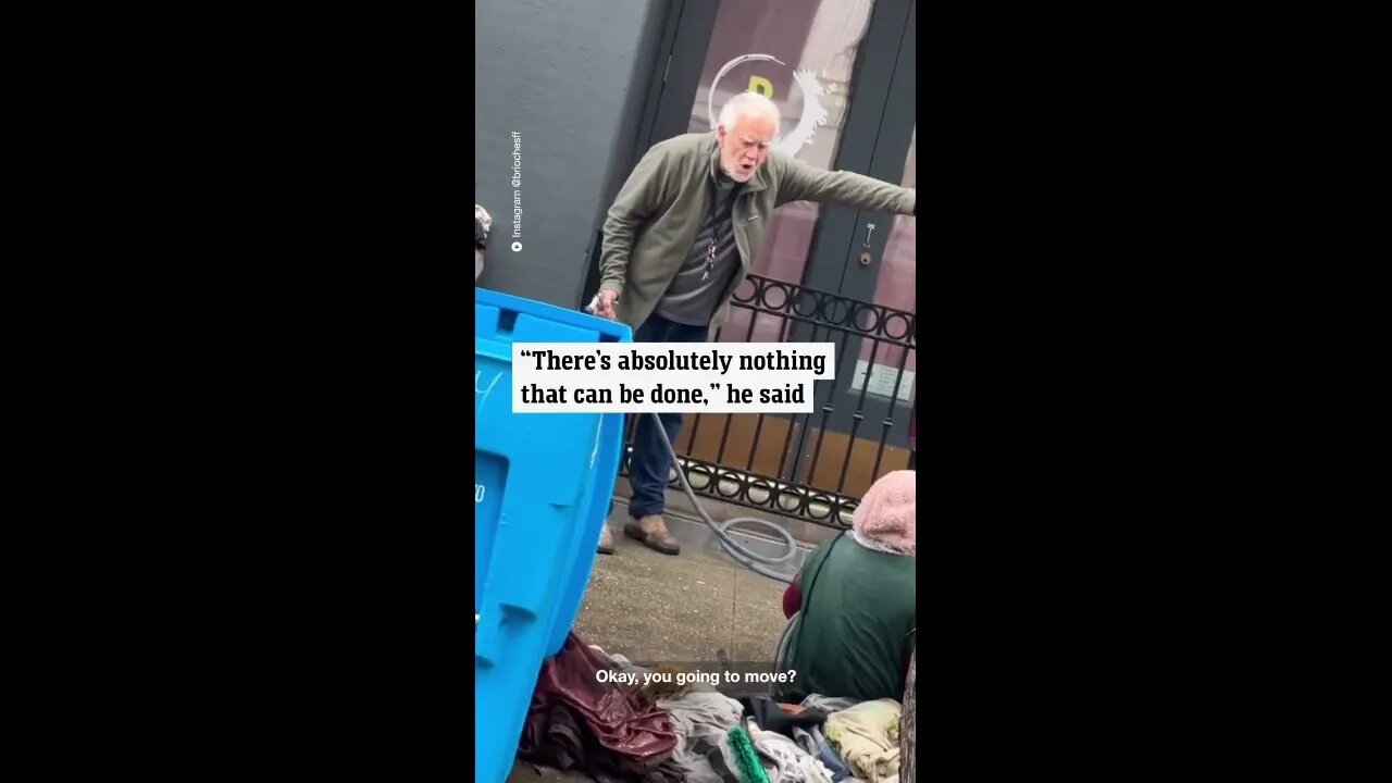 San Francisco art gallery owner caught spraying a homeless California woman #shorts