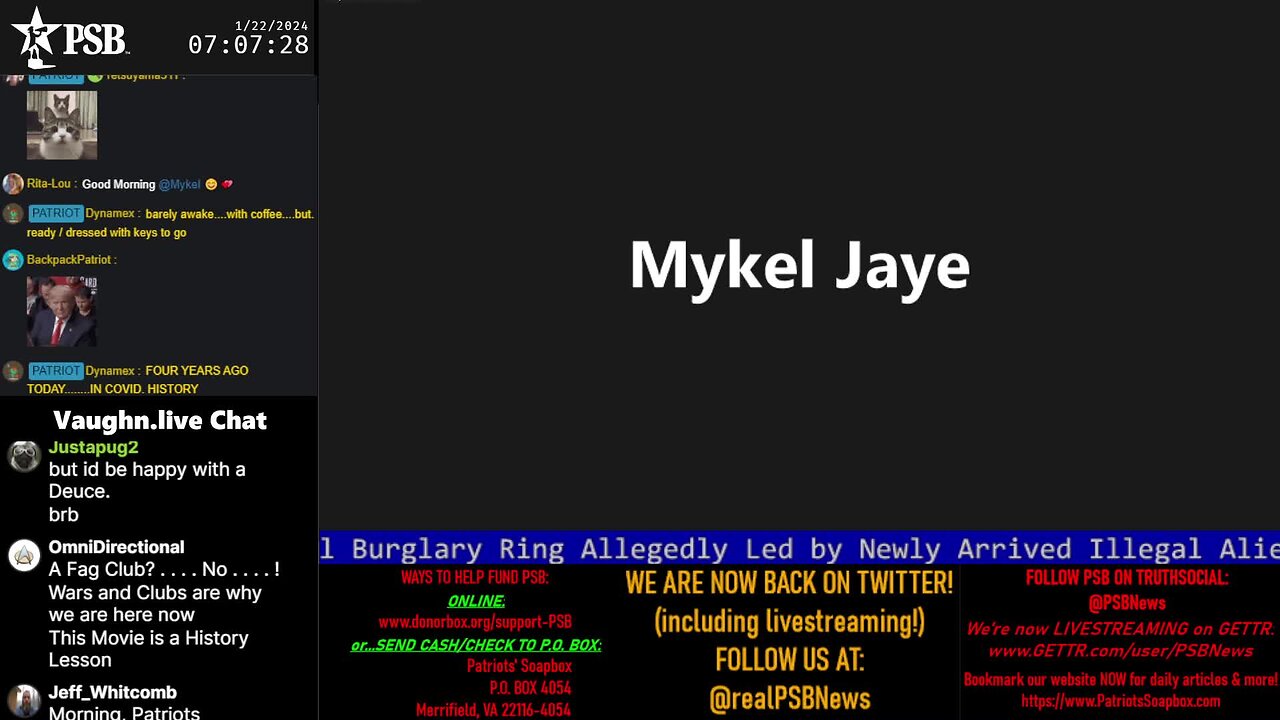 2024-01-22 07:00 EST - Patriots Soapbox AM: with MykelJaye, SkyeBreeze