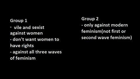 2 groups of anti feminists