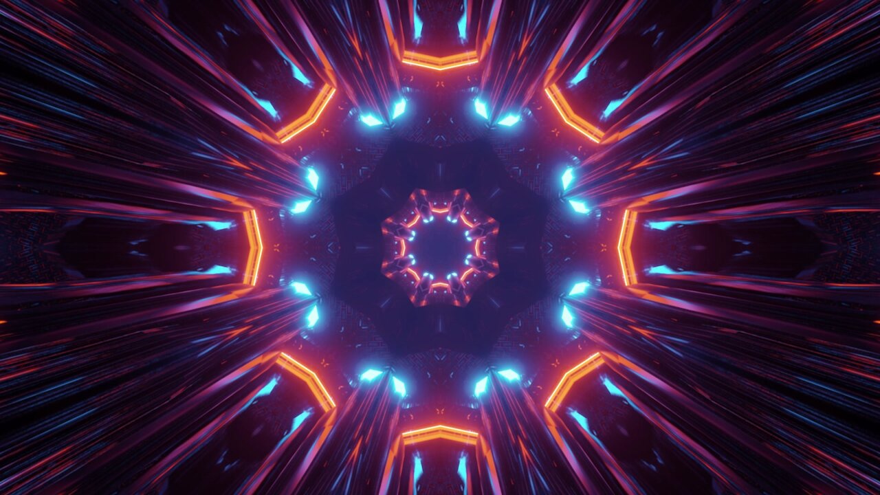 FREE background video | glowing sci-fi neon star tunnel dj loop