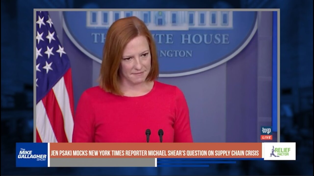 With a smirk, the White House press secretary attempts to joke about the supply chain crisis