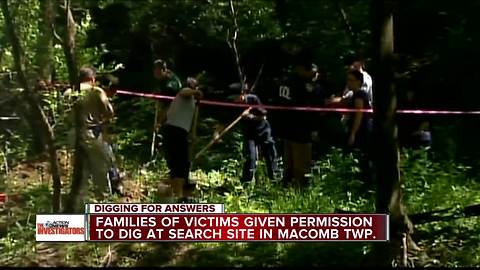 Grieving family members were allowed to help dig for possible murder victims