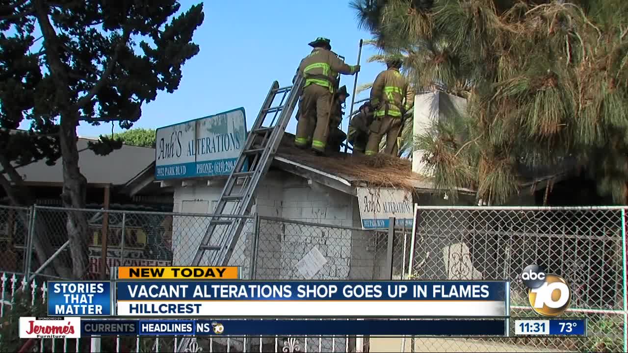 Fire erupts at vacant business in Hillcrest