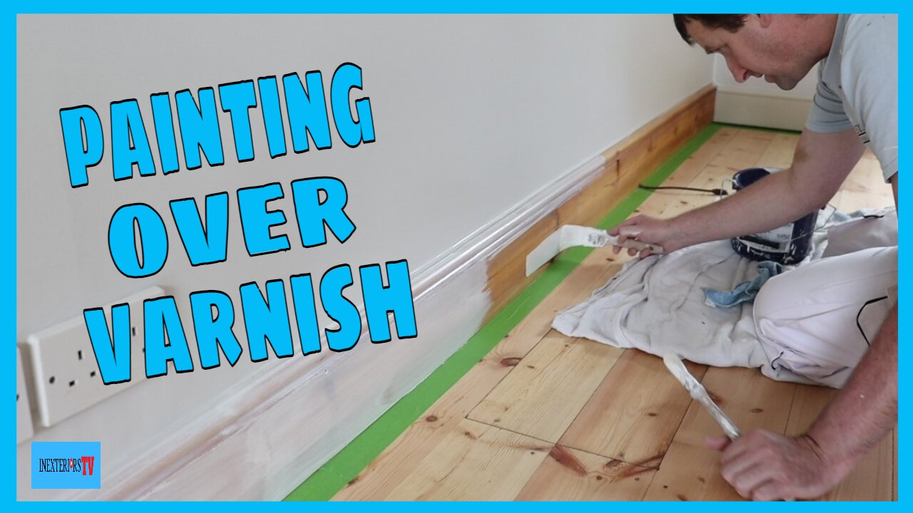 Painting over a varnished skirting board.