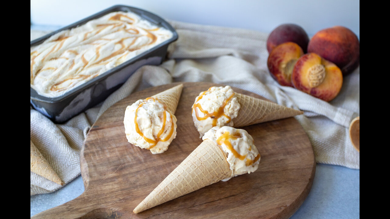 Cooking w/ Caramel Eps. 35 - No Churn Bourbon Caramel Peach Ice Cream