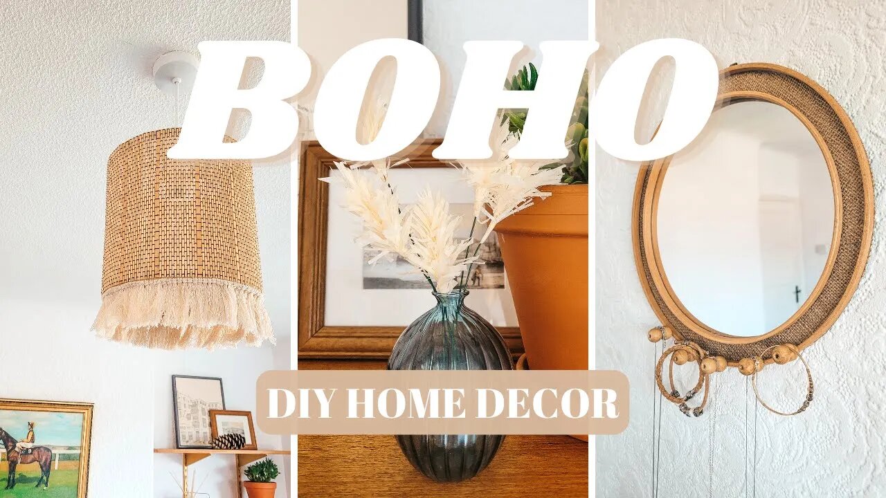 DIY BOHO DECOR IDEAS - Aesthetic Decor on a Budget | Lampshade & Mirror