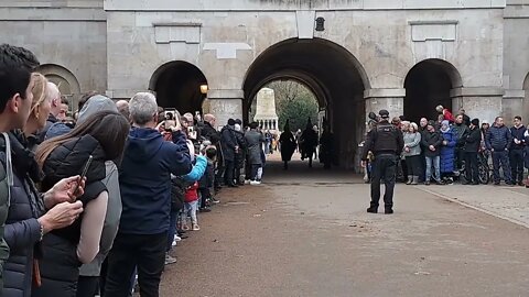 The kings guard shouts make way at tourists watching the change over #horseguardsparade