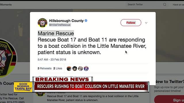 Crews work to rescue boaters after collision on Little Manatee River