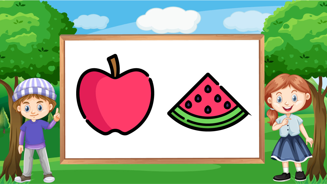 Drawing an Apple and Watermelon