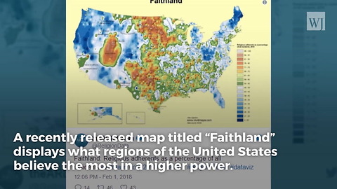 Map of US Shows Which States Have The Highest Number of People Who Still Believe In God