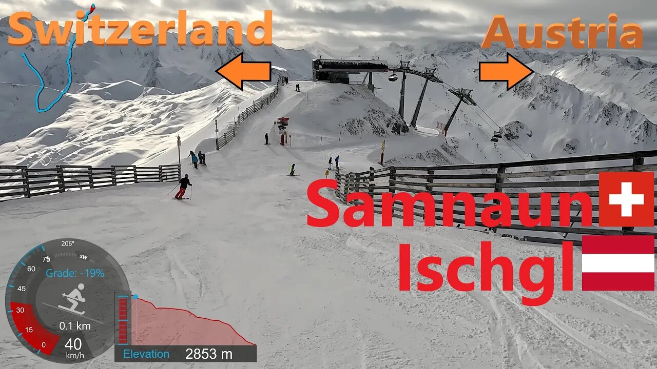 [4K] Skiing Samnaun/Ischgl, Skiing Switzerland to Austria... And Back We Go! AUT/CH, GoPro HERO11