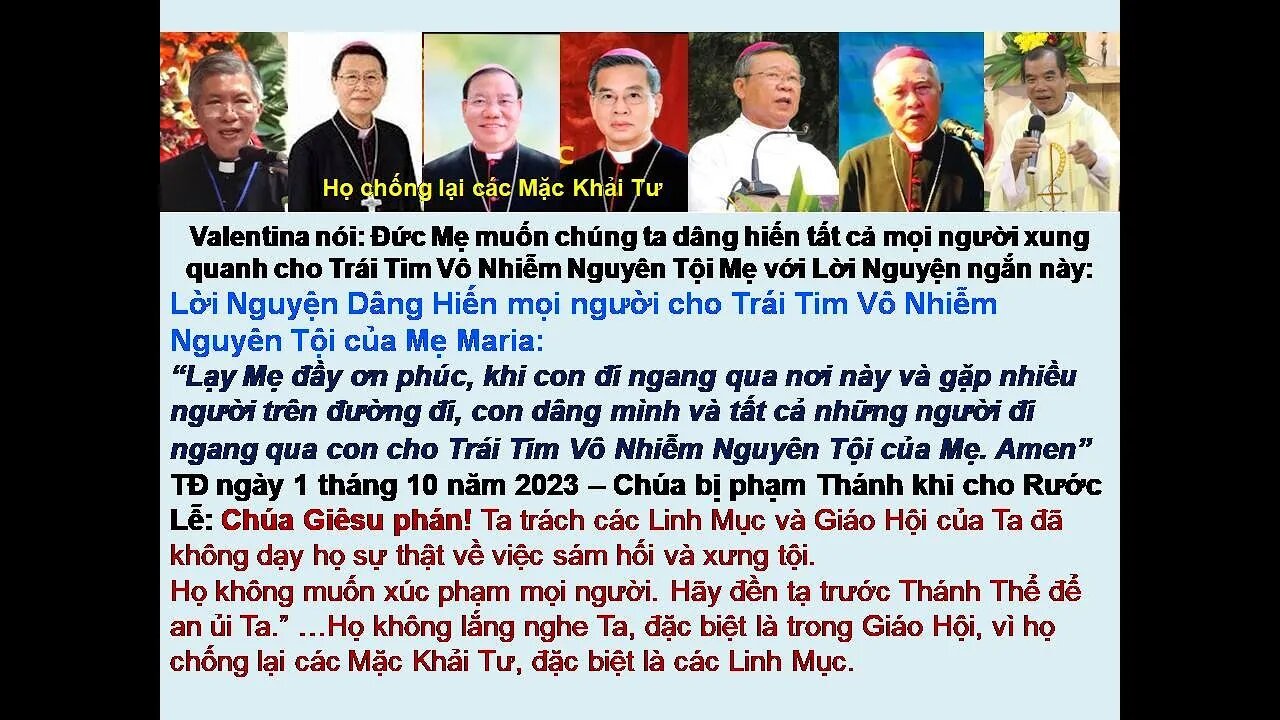 Bây giờ các con đang trải qua rất nhiều Thảm Họa trên Thế Giới, Ta không thể làm gì cho họ..