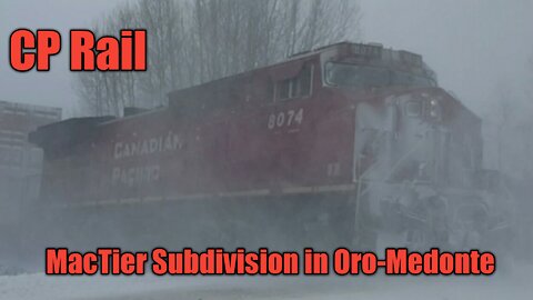 CP Rail Mactier Subdivision @ Oro-Medonte 8843N with DPU 8561 midway and 8074 trailing. Jan.11, 2022