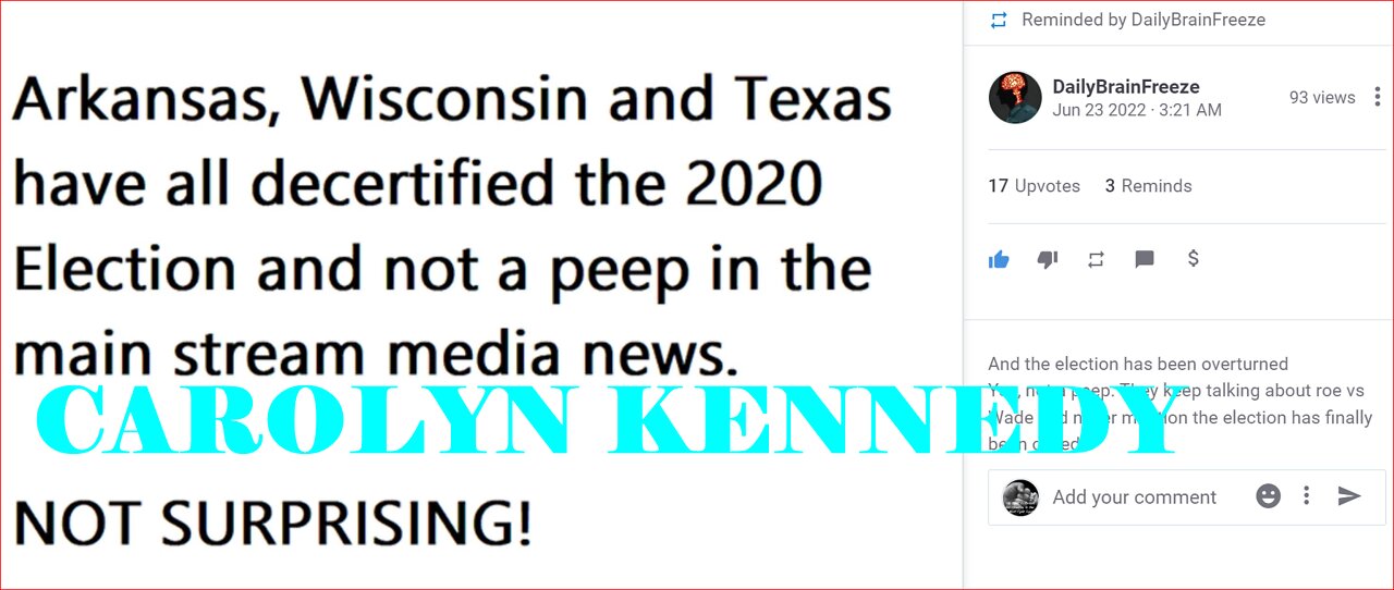 Carolyn Kennedy the artist, the election has been overturned