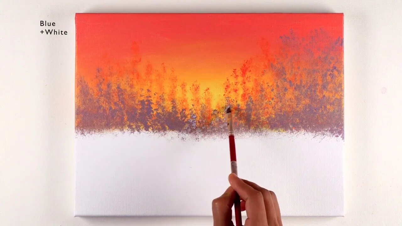 Winter Landscape Painting | Winter Painting | Step by Step | Winter Sunset Acrylic Painting