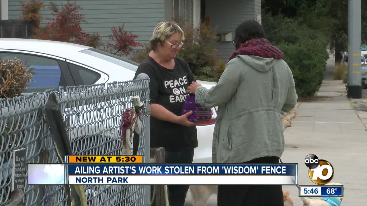 Ailing artist's work stolen from beloved fence