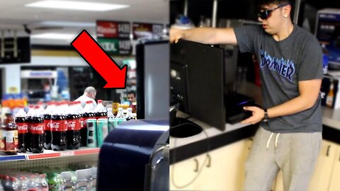 PLAYING GTA 5 IN A GAS STATION! (YOU WONT BELIEVE WHAT HAPPENS)