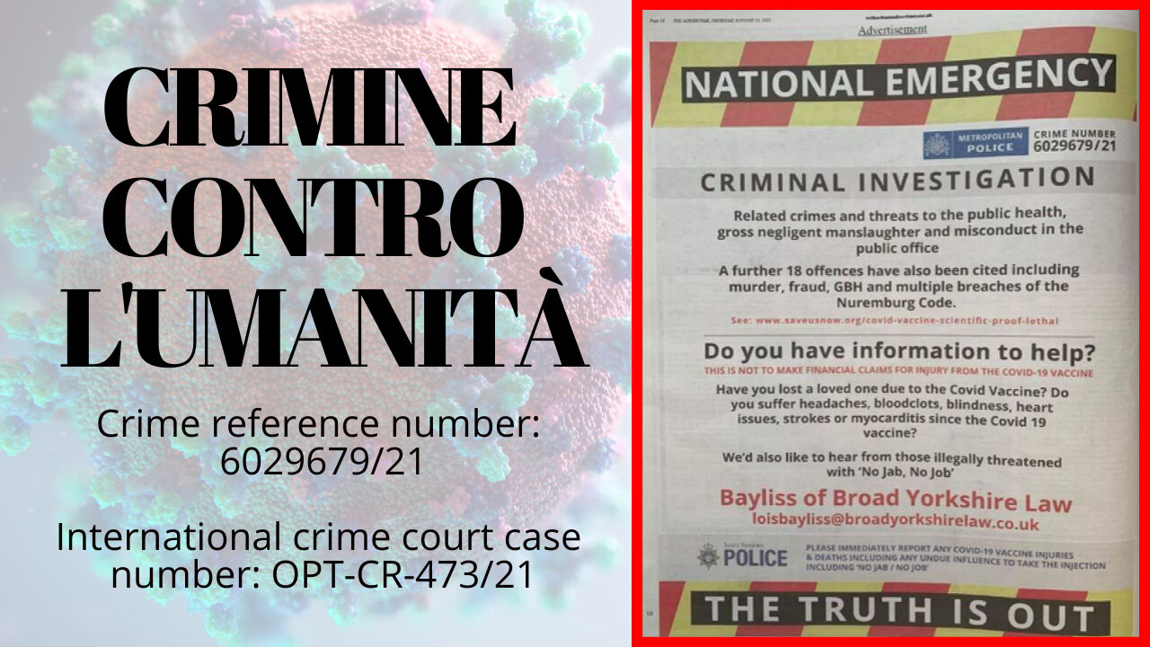 Crimine Contro l'umanità: Covid & morti per causa del vaccino!