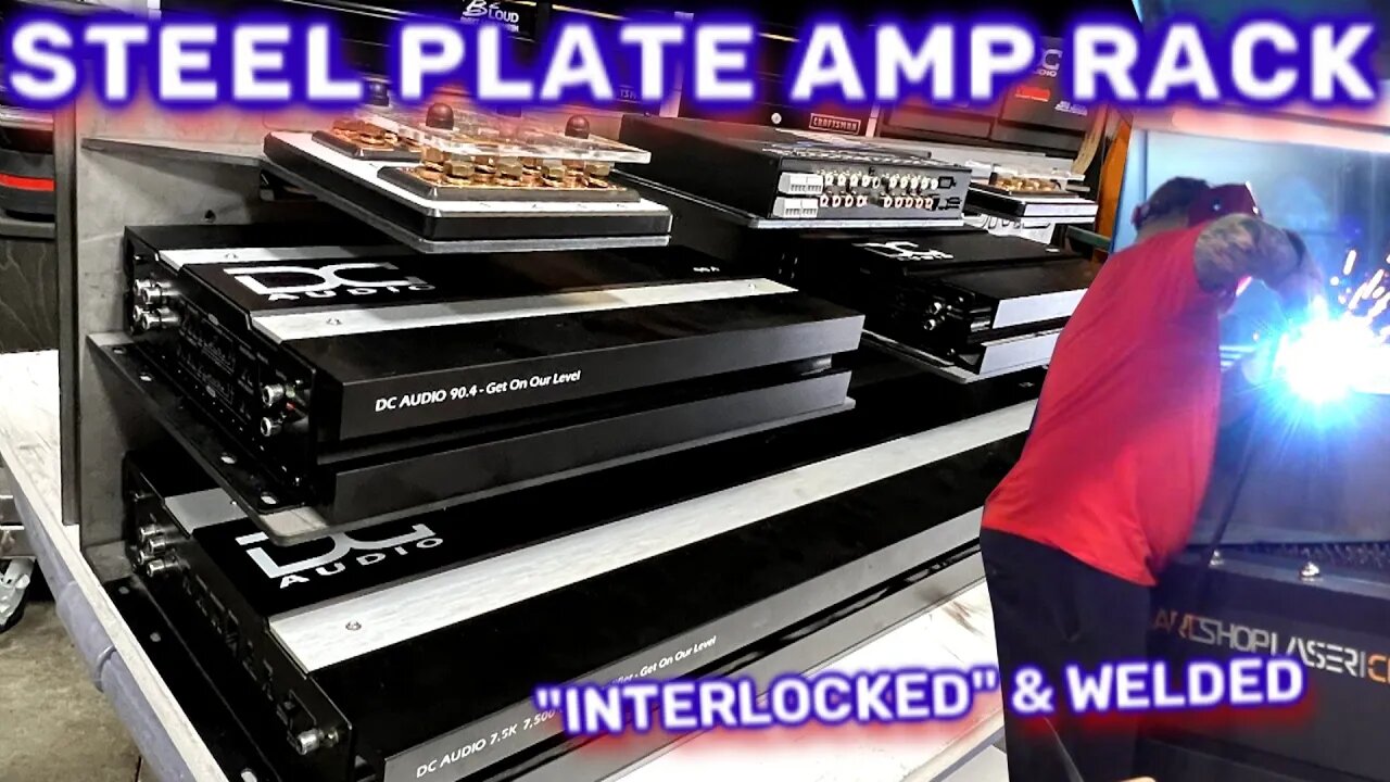 "Floating" Steel Plate Car Audio Amp Rack laser cut Interlocked & welded together