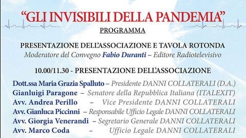 Convegno Associazione Danni Collaterali: "Gli invisibili della Pandemia" Parte 1
