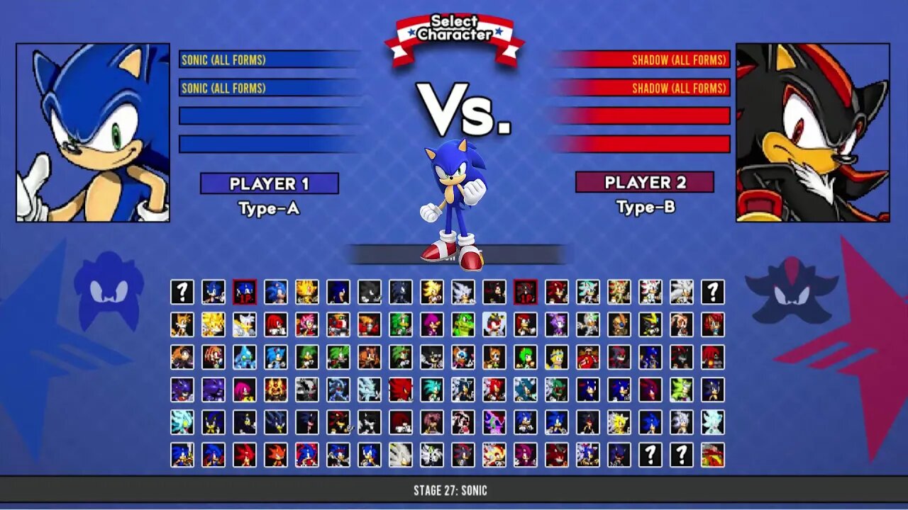 2 Sonic all forms VS 2 Shadow all forms I Sonic Battle MUGEN HD