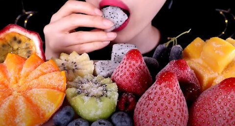 ASMR FROZEN FRUITS, BERRIES, MANGO, KIWI, GRAPE, DRAGON FRUITS etc.