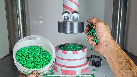 M&Ms Smarties Chocolate Under the Hydraulic press | Candy Satisfying | Crushing Chocolate.