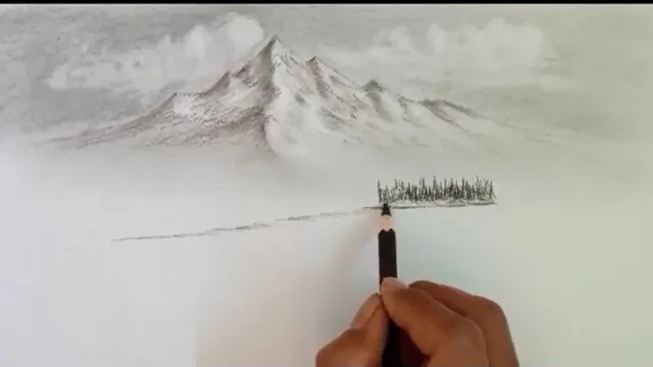 Pencil drawing landscape scenery