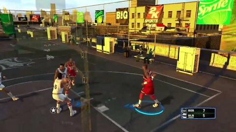 3 on 3: Hakeem Olajuwon, Clyde Drexler and Kenny Smith vs Moses Malone, Doctor J. and Andrew Toney