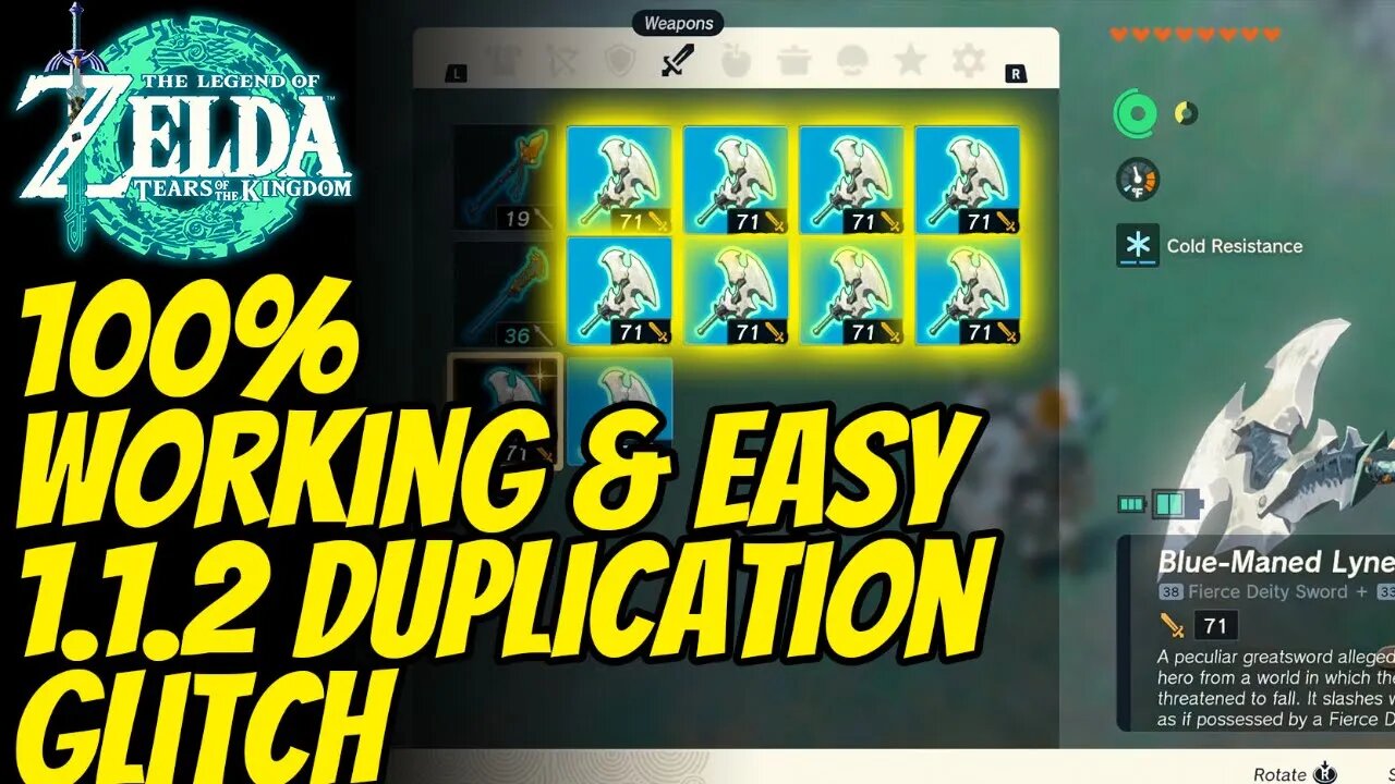 Simple 1.1.2 100% Guaranteed Duplication Glitch in The Legend of Zelda: Tears of the Kingdom