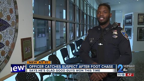 Officer who chased down car theft suspect recognized by BPD Command Staff