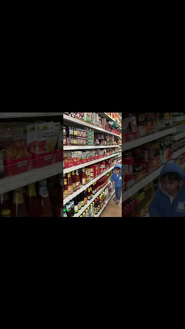 Filipino shop in east London-buying yummy stuff from there with my wife and kids