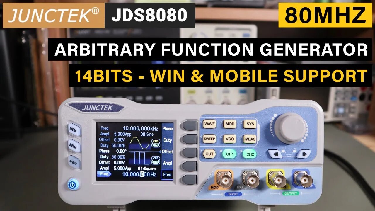 [BRAND NEW 2022] Junctek JDS8080 Function Generator⭐80Mhz & 14 bits ⭐2-Channels & 275MSa/s