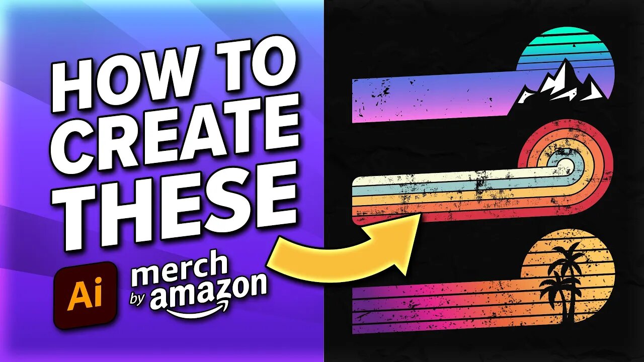 🌞Horizontal Sunset T-Shirt Design Tutorial (Adobe Illustrator)