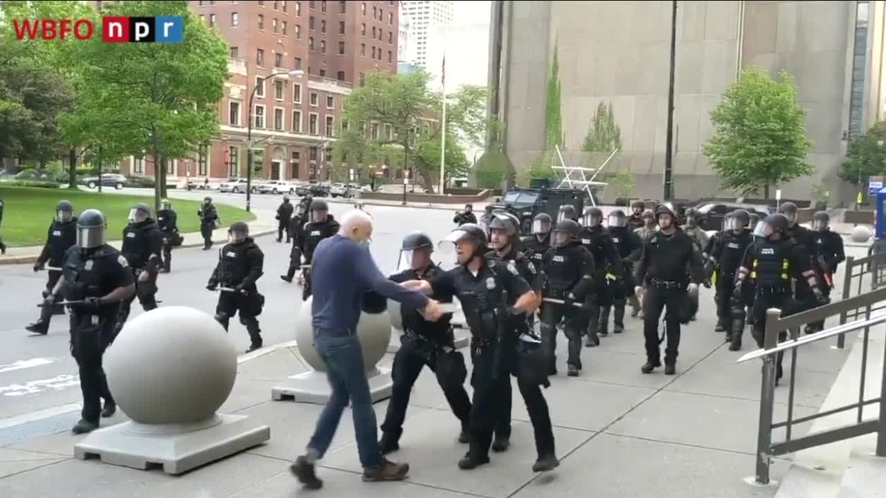 Two Buffalo police officers suspended after incident in Niagara Square that left protester injured